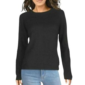 Nanette Nanette Lepore Textured Crewneck Sweater Black NEW